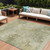 9' X 12' Sage And Beige Abstract Washable Indoor Outdoor Area Rug - Sage, Beige