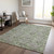 9' X 12' Artichoke Green Gray And Taupe Floral Washable Indoor Outdoor Area Rug