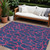10' X 14' Navy Blue And Dark Pink Geometric Washable Indoor Outdoor Area Rug