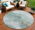 8' Teal Blue And Aqua Round Abstract Washable Indoor Outdoor Area Rug - 880016656312