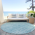 8' Teal Blue And Ivory Round Striped Washable Indoor Outdoor Area Rug