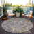 8' Taupe And Ivory Round Geometric Washable Indoor Outdoor Area Rug Modern Style - Taupe, Ivory Color