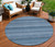 8' Denim Blue And Sky Blue Round Striped Washable Indoor Outdoor Area Rug - Denim Blue, Sky Blue