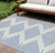 10' X 14' Ivory And Blue Geometric Washable Indoor Outdoor Area Rug