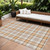 9' X 12' Peach And Beige Plaid Washable Indoor Outdoor Area Rug