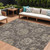 9' X 12' Brown Beige And Taupe Floral Washable Indoor Outdoor Area Rug