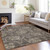 9' X 12' Brown Beige And Taupe Floral Washable Indoor Outdoor Area Rug