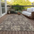 9' X 12' Brown Beige And Taupe Floral Washable Indoor Outdoor Area Rug - Brown, Beige, Taupe