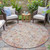 8' Pink And Ivory Round Patchwork Washable Indoor Outdoor Area Rug
