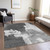 8' X 10' Gray And Smoky Black Abstract Washable Indoor Outdoor Area Rug
