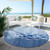 8' Sky Blue And Navy Blue Round Nautical Washable Indoor Outdoor Area Rug