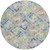 8' Beige Blue And Green Round Geometric Washable Indoor Outdoor Area Rug