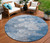 8' Denim Blue And Sky Blue Round Abstract Washable Indoor Outdoor Area Rug Transitional Style - Denim Blue, Sky Blue Color