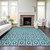 10' X 14' Teal Blue And Ivory Geometric Washable Indoor Outdoor Area Rug Transitional Style - Teal Blue, Ivory Color