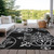 9' X 12' Black Gray And Ivory Floral Medallion Washable Indoor Outdoor Area Rug
