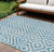 8' X 10' Teal Blue And Ivory Geometric Washable Indoor Outdoor Area Rug Transitional Style - Teal Blue, Ivory Color