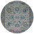 8' Pewter And Teal Blue Round Floral Washable Indoor Outdoor Area Rug