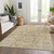 10' X 14' Wheat Beige And Gray Floral Washable Indoor Outdoor Area Rug