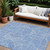 8' X 10' Blue And Ivory Abstract Washable Indoor Outdoor Area Rug