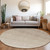 8' Beige And Ivory Round Ombre Washable Indoor Outdoor Area Rug
