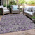 8' X 10' Purple And Gray Floral Washable Indoor Outdoor Area Rug