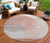 8' Copper Red And Gray Round Geometric Washable Indoor Outdoor Area Rug