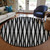 8' Black Ivory And Gray Round Geometric Washable Indoor Outdoor Area Rug