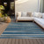10' X 14' Denim Blue And Gray Striped Washable Indoor Outdoor Area Rug - Denim Blue, Gray