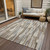 8' X 10' Ivory And Beige Striped Washable Indoor Outdoor Area Rug Transitional Style - Ivory, Beige Color