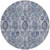 8' Navy Blue And Sky Blue Round Damask Washable Indoor Outdoor Area Rug