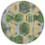8' Green Gold And Silver Round Geometric Washable Indoor Outdoor Area Rug
