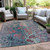 10' X 14' Teal Blue And Plum Abstract Washable Indoor Outdoor Area Rug