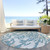 8' Teal Blue Beige And Ivory Round Animal Print Washable Indoor Outdoor Area Rug