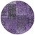 8' Eggplant Purple And Charcoal Round Patchwork Washable Indoor Outdoor Area Rug