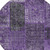 8' Eggplant Purple And Charcoal Round Patchwork Washable Indoor Outdoor Area Rug