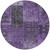 8' Eggplant Purple And Charcoal Round Patchwork Washable Indoor Outdoor Area Rug