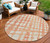 8' Coral And Ivory Round Abstract Washable Indoor Outdoor Area Rug