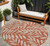 8' Orange And Ivory Round Floral Washable Indoor Outdoor Area Rug