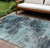 10' X 14' Teal Blue And Navy Blue Abstract Washable Indoor Outdoor Area Rug