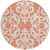 8' Coral And Ivory Round Damask Washable Indoor Outdoor Area Rug - Coral, Ivory