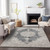 10' X 14' Black And Ivory Oriental Washable Indoor Outdoor Area Rug