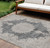 10' X 14' Black And Ivory Oriental Washable Indoor Outdoor Area Rug
