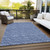8' X 10' Navy Blue Geometric Washable Non Skid Indoor Outdoor Area Rug