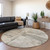 8' Linen And Gray Round Abstract Washable Indoor Outdoor Area Rug