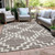 8' X 10' Taupe And Ivory Geometric Washable Indoor Outdoor Area Rug Transitional Style - Taupe, Ivory Color