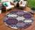 8' Eggplant And Ivory Round Trellis Washable Indoor Outdoor Area Rug