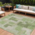10' X 14' Green Sage And Beige Geometric Washable Indoor Outdoor Area Rug