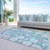 10' X 14' Sky Blue And Ivory Floral Washable Indoor Outdoor Area Rug - Sky Blue, Ivory