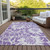 10' X 14' Purple and Ivory Floral Washable Non Skid Indoor Outdoor Area Rug
