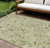9' X 12' Artichoke Green Gray And Brown Floral Washable Indoor Outdoor Area Rug